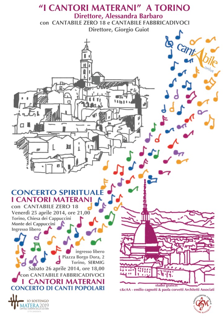 Cantabile onlus, I cantori materani a Torino, aprile 2014